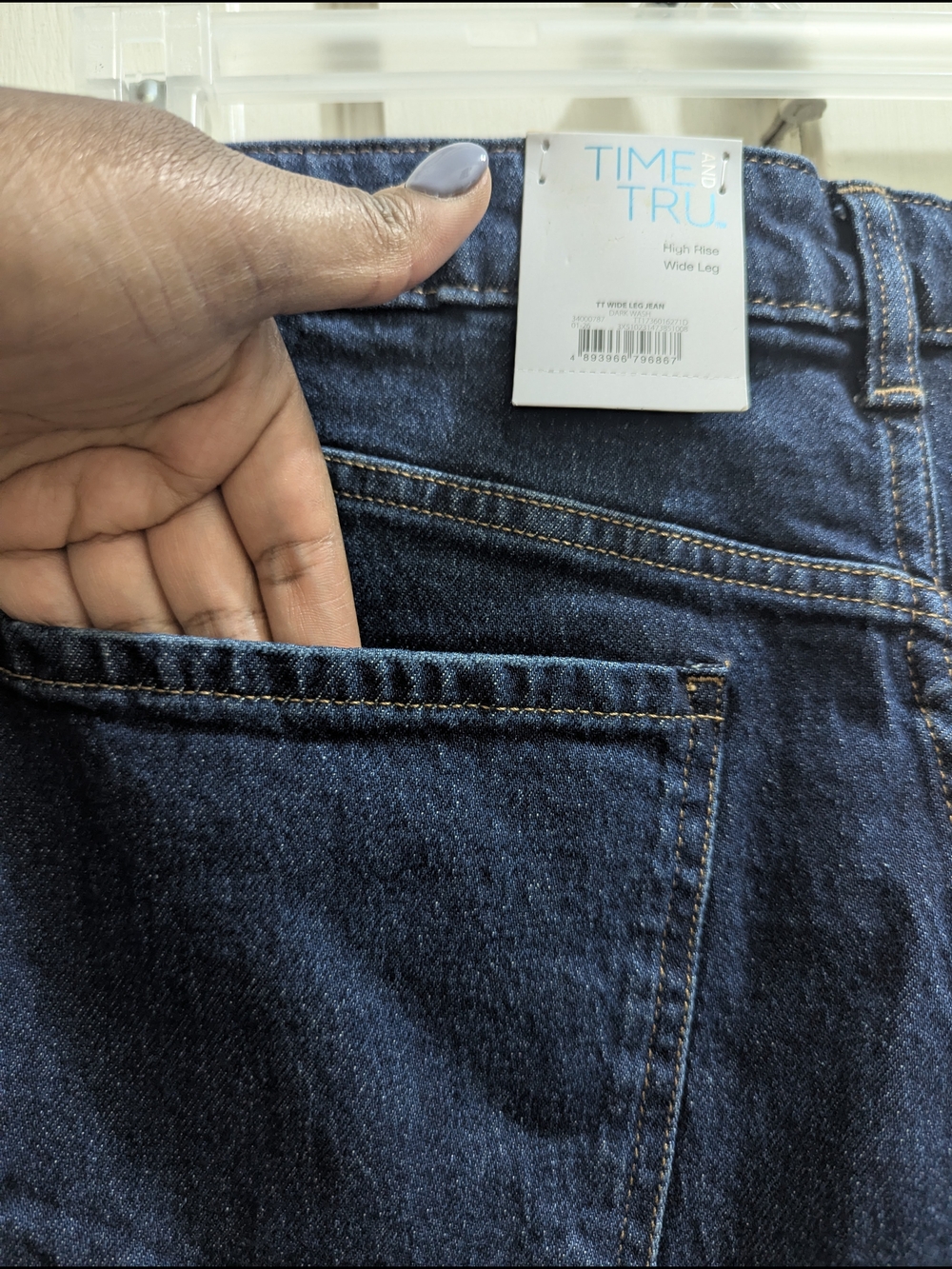 Time and Tru Dark Blue High-Rise Wide Leg Jeans - Picture 5 of 7